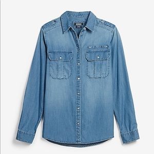 Denim Chambray Oversized Boyfriend Shirt